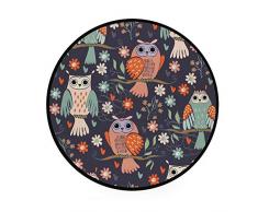 Orediy 92 cm Runde Schaumstoff-Teppich, Eulenmotiv, sitzend auf Ästen, leicht, Kinderzimmer, Spielteppich, Bodenmatte, Yogamatte für Wohnzimmer Schlafzimmer