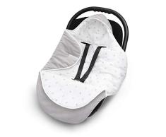 EliMeli EINSCHLAGDECKE für Babyschale - Baby Decke für Autositz und Kinderwagen mit Füllung, universal Fußsäcke z.B. Maxi Cosi, Kinderwagendecke neue Velvet Kollektion (Grau - Sterne)