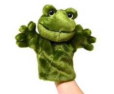 Lashuma Kuschelfrosch Kasperpuppe, Plüschtier Handpuppe 25 cm, Stofftier Handspielpuppe Grün, Kuscheltier Fröschlein