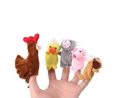 5Pcs Karikatur-Tierpuppen Fingerpuppen-Set Mini-Plüsch-Baby-Mädchen-Story Telling Hand Stoffpuppe Lernspielzeug