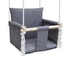 NATILU Babyschaukel Hängesessel Kinder Kinderschaukel Baby schaukel Indoor Holz Silver