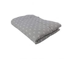 Puckdaddy Krabbeldecke Greta - 140x100 cm, Babydecke in Grau mit Anker Muster aus Baumwolle, waschmaschinengeeignet