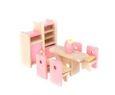 Generic Puppenhaus Esszimmer Holz Möbel Set Tisch + Stuhl + Display Einheit + Vase
