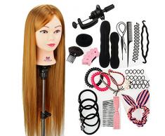 Neverland Beauty 30 Übungskopf Frisierkopf Friseur 100% Synthetisches Haar Perückenkopf Puppenkopf Trainingsköpfe Friseurkopf Ausbildung Kopf Mit Halter + DIY Haar Zubehör styling Set