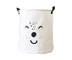 Lindong Kinderzimmer Wäschekorb Faltbar Wasserdicht Wäschebox Wäschesammler Aufbewahrungsbox Kinder Spielzeug Bekleidung Aufbewahrungskorb (weiß)