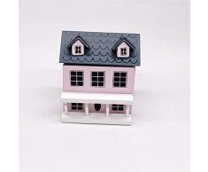 Mini Möbel Puppe Spielen kleines Haus rosa Wand grau Dach niedliche Tasche Villa Dekoration