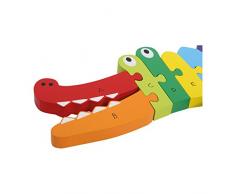 small foot 3425 Puzzle Krokodil ABC aus bunt lackiertem Holz, toller Puzzlespaß mit Lerneffekt, Mehrfarbig