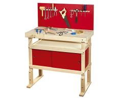 Leomark < Massive WERKBANK FÜR Kinder > Workstation mit 35 Zubehör, Spielwerkbank aus Holz, Kreativspielzeug, Lernspielzeug