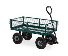 Relaxdays Handwagen, praktischer Bollerwagen für den Garten, Outdoor Transport, klappbare Seitenteile, bis 150 kg, grün