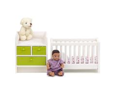 Lundby 60-209900 - Babymöbel Puppenhaus - Möbel 7-teilig - Puppenhauszubehör - Gitterbett - Babybett - Wickeltisch - Wickelkommode - Baby - Zubehör ab 4 Jahre - 11 cm Puppen - Minipuppen 1:18