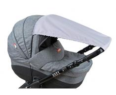 BABYLUX Sonnenschutz für Kinderwagen Buggy Babywanne UV Schutz Rollofunktion Universal SONNENSEGEL Sonnendach Verstellbar (Grau)