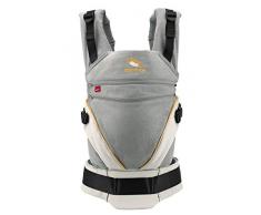Babytrage manduca XT/All-In-One Babytrage für Neugeborene mit verstellbarem Steg, 3 Trage Positionen, flexibles Tragesystem, Bio-Baumwolle, für Babys & Kleinkinder ab 3,5 bis 20 kg (grey-orange)