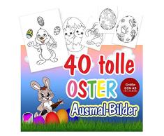 40 Oster Ausmalbilder für kleine Kinder (Mädchen und Jungen) mit 40 verschiedenen Motiven. Tolles Vergnügen vor und zu Ostern! Mit Osterhasen, Küken, Schaf, viele Ostereier als Motiv. Größe DIN A5.