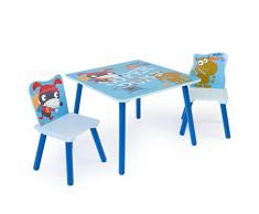 Homestyle4u 1761 Kindersitzgruppe Holz, Kindermöbel Set Mit Kindertisch 2 Stühle, Blau