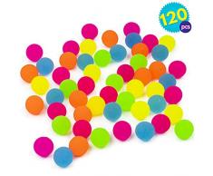 120 Mini Neonfarbene Hüpfbälle Spielbälle Flummis Kugeln - Ideales Spielzeug für Partygeschenke, Geschenktaschen, Füllungen & Party Mitgebsel