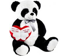 Brubaker XXL Panda 100 cm groß mit Einen Engel ohne Flügel nennt Man Mama Herz Stofftier Plüschtier Kuscheltier Teddybär