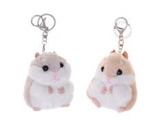 NUOBESTY 2 Stück Hamster Plüsch Spielzeug Hamster Form Kuscheltiere Schlüsselring Charme Handtasche Anhänger für Telefon Rucksack Geldbörse Schlüssel Geburtstagsgeschenke