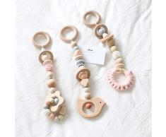 Mamimami Home 3pc Baby Holz Tiere Beißring Vogel Rassel Kautable Silikon Perlen Spielen Gym Kinderwagen Spielzeug Pflege Anhänger Charme Kinderkrankheiten Spielzeug