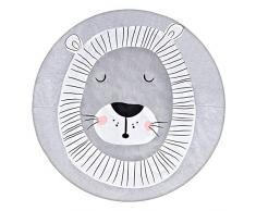 Weiche Babyspielmatte, Krabbeldecke aus Baumwolle für Kinder, Babyspielmatte und Fitnessstudio, Löwe, ungiftige Schaumstoff-Puzzle-Bodenmatte für Kinder, 35 Zoll Durchmesser