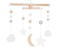 LS-LebenStil Babyzimmer Mobile Holzmobile Holz Wolken Sterne Grau Weiss 35x35x40cm