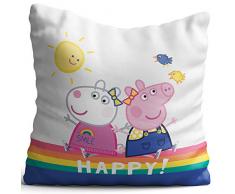Peppa Wutz Pig Kissen Happy 40x40 cm Kuschelkissen Dekokissen Auto-Kuschel-Kissen Zierkissen Schmusekissen Kopfkissen Rosa Smile Sunny Mama Wutz Papa Wutz George Wutz Doktor Elefant Frau Mümmel
