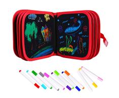 Upgrow Innovative Tafel, Malbuch für Kinder Wiederverwendbares Malbuch Graffiti-Zeichenbrett für Kinder Doodle pad Innovatives Mal- und Zeichenbrett Tafel mit 12 Stiften zum Schreiben und Zeichnen