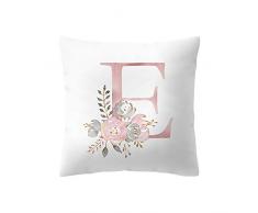 NINGSANJIN 45x45 cm Kinder Zimmer Dekoration 26 Brief A-Z Kissen Englisch Alphabet Polyester Kissen Abdeckung für Sofa Dekoration Blume Kissenbezug (E)