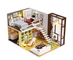 CaoQuanBaiHuoDian Kinder Bausteine ​​ DIY Wohnung Modell Puppenhaus Möbel Zubehör Miniatur Construction Bastelset kreatives Geschenk Lernspielzeug (Farbe : Multi-Colored, Size : 27 * 19.6 * 16.5cm)