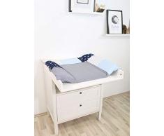 ULLENBOOM ® Wickelauflagenbezug 75x85 cmBlau Hellblau Grau (Made in EU) - Bezug für Wickelauflage, Baby Überzug für Wickelunterlage aus Baumwolle, Wickelbezug für Wickeltisch, Motiv: Sterne, Punkte