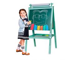 Arkmiido 3 in 1 Kinder Staffelei Doppelseitiges für Kinder Whiteboard & Tafel Kindertafel mit Verstellbaren Ständer & Drehen 360 Grad & Bonus Magnetische Buchstaben und Zahlen