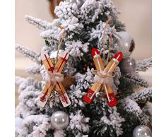 Deko Weihnachten, QHJ Weihnachtsschmuck Holzschlitten Weihnachtsbaum Anhänger Window Dressing 2er Weihnachtsbaum DIY Deko, Weihnachten Dekoration Anhänger (B)