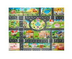 Kinder Teppich Spielmatte City Life, Kunststoff PVC Spielmatte -100X130cm / 39.3inX51.1in Kinder Teppich Spielfläche Teppich & Lerngeschenk für Kinder und Kinder Schlafzimmer und Spielzimmer