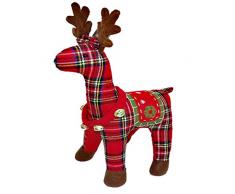 Liqiqi Rentier Plüsch Spielzeug Weihnachtsdekoration Schottland Plaid Hirsch Elch Stofftier Spielzeug Puppe für Kinder Weihnachten Ornamente, rot, Größe S