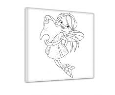 Einführungsangebot: Bilderdepot24 - Zahnfee - Ausmalbild auf Leinwand, aufgespannt auf Rahmen - Quadrat-Format - 80x80 cm - fertig gerahmt, direkt vom Hersteller