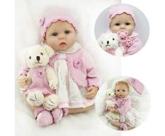 ZIYIUI Reborn Baby-Puppe 22 Zoll 55 cm Weiche Vinyl Silikon Simulation Reborn Babys Mädchen Lebensechte Babypuppen Magnetisch Mund Mädchen Junge Spielzeug Geschenk Spielzeug