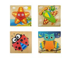 Luckyx Holzpuzzle Ab 1 2 3 Jahren, Steckpuzzle Holz Puzzle Holzspielzeug Für Baby Kleinkind Für Kleinkinder Kinder Lernspielzeug Für Jungen Und Mädchen, 3D-Spiel Lernspielzeug Für Kleinkinder Kinder