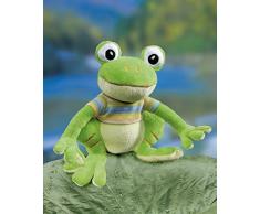 GLOREX 0 4601-1 - Kuscheltier zum Selberstopfen Frosch Joe, ca. 16 cm groß, aus hochwertigem Plüsch genäht, muss nur noch befüllt werden, mit Geburtsurkunde