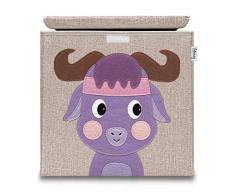 Lifeney Aufbewahrungsbox Kinder mit Deckel I Niedliche Spielzeugkiste I Aufbewahrungsboxen für Kinderzimmer I Faltbox für Spielzeugaufbewahrung I Aufbewahrungskorb Kinder (Hellgrau Büffel)