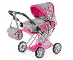 Puppenwagen Kinderplay KP0200S Kinderwagen Puppen Puppenwagen Kombi Baby Puppenwagen Grau Kinderwagen für Puppe NEU Puppenkar höhenverstellbar, zusammenklappbar, 4-rädriger Tragetasche Babypuppenwagen