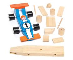 Baker Ross AG769 Rennwagen-Bastelsets aus Holz für Kinder zum Basteln und Dekorieren als Geschenk zum Vatertag (2 Stück), Holzfarben, 17,5 cm, 2 Pack