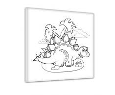 Einführungsangebot: Bilderdepot24 - Stegosaurier - Ausmalbild auf Leinwand, aufgespannt auf Rahmen - Quadrat-Format - 40x40 cm - fertig gerahmt, direkt vom Hersteller