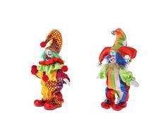 Baoblaze 2pcs 6 Zoll Mini Halloween Clown Puppe Kostüm Porzellanpuppe aus Porzellan & Stoff Dekoration
