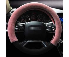Gxf1222 Rote Plüschauto-Lenkradabdeckung (38 cm), Kurze Rutschfeste, atmungsaktive Plüschauto-Lenkradabdeckung für SUV, LKW usw. (schwarz/pink) (Farbe : Pink)