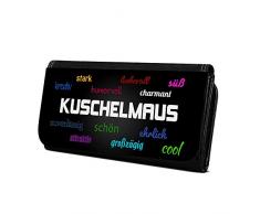 Geldbörse mit Namen Kuschelmaus - Design Positive Eigenschaften - Brieftasche, Geldbeutel, Portemonnaie, personalisiert für Damen und Herren