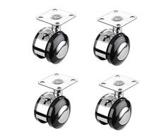 PVC-Rollen 40mm, Wagen Möbelrolle mit Bremsen, 4er-Pack Anti-Rutsch-Lenkrollen Mute mit 360 Grad, geeignet für Koffer/Krippen/Einkaufswagen/Rucksäcke