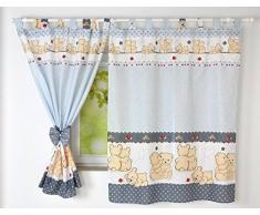 BABYLUX Kinderzimmer VORHANGE mit Schlaufen Kinder und Baby Gardinen (61. Teddybären Grau)