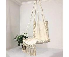 Xiangyin Hängesessel Schaukel,Quaste Hängesessel,Bequemer Stilvoller Kinderschaukelstuhl Ideal Für Drinnen,Draußen,Zu Hause,Schlafzimmer,Terrasse,Deck,Hof,Garten(weiß/Schwarz)