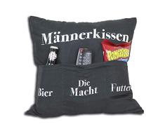 Kamaca Originelles Dekokissen Kissen mit 3 Taschen zum selber Befüllen Größe 43x43 cm tolles Geschenk für EIN gelungen Sofaabend Filmabend Öko Tex (Männerkissen)