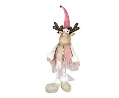 N / A Kantenhocker Elchmädchen 44cm Kantensitzer Elch Elchfigur Stoffelch Dekofigur Weihnachtsdeko