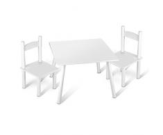 Leomark Tisch und Stühle für Kinder, 1 Tisch 2 Stühle Weiß Farbe, Kindertisch Kindersitzgruppe Sitzgruppe für Kinder Kinderstuhl